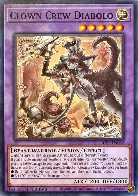 Clown Crew Diabolo trading card from Blazing Dominion Clown Crew Diabolo - Blazing Dominion YuGiOh trading card