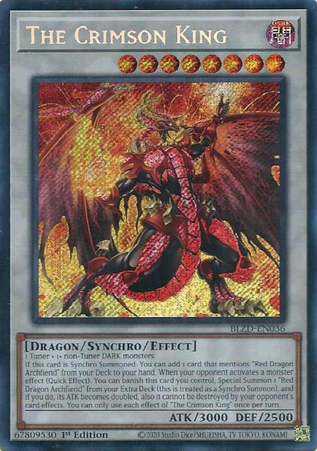The Crimson King trading card from Blazing Dominion The Crimson King - Blazing Dominion YuGiOh trading card