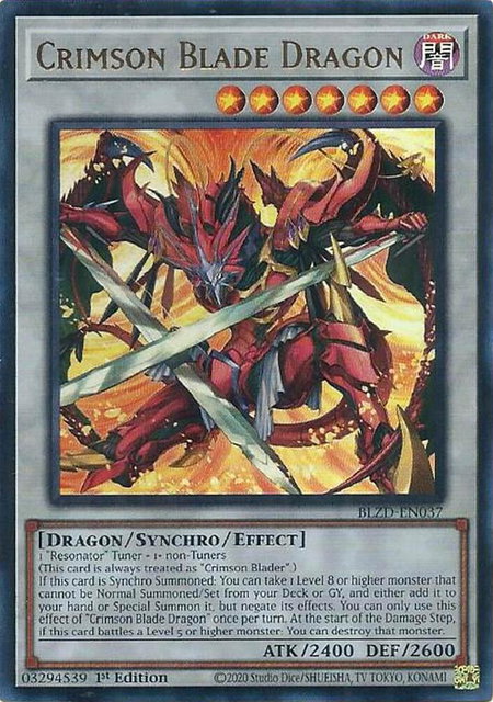 Crimson Blade Dragon trading card from Blazing Dominion Crimson Blade Dragon - Blazing Dominion YuGiOh trading card