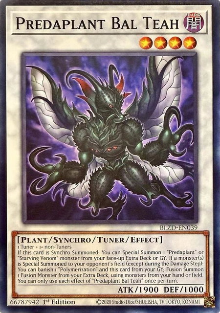 Predaplant Bal Teah trading card from Blazing Dominion Predaplant Bal Teah - Blazing Dominion YuGiOh trading card
