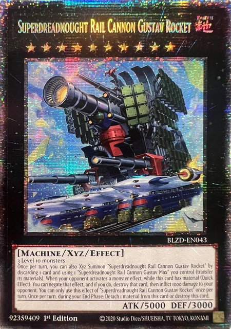 Superdreadnought Rail Cannon Gustav Rocket (Starlight Rare) trading card from Blazing Dominion Superdreadnought Rail Cannon Gustav Rocket (Starlight Rare) - Blazing Dominion YuGiOh trading card