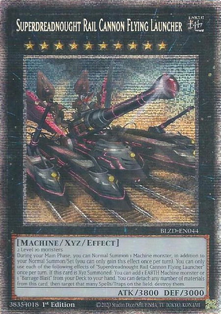 Superdreadnought Rail Cannon Flying Launcher (Starlight Rare) trading card from Blazing Dominion Superdreadnought Rail Cannon Flying Launcher (Starlight Rare) - Blazing Dominion YuGiOh trading card