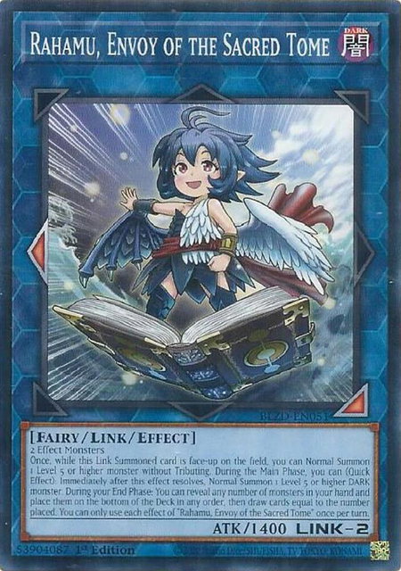 Rahamu, Envoy of the Sacred Tome trading card from Blazing Dominion Rahamu, Envoy of the Sacred Tome - Blazing Dominion YuGiOh trading card