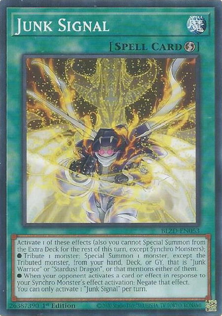 Junk Signal trading card from Blazing Dominion Junk Signal - Blazing Dominion YuGiOh trading card