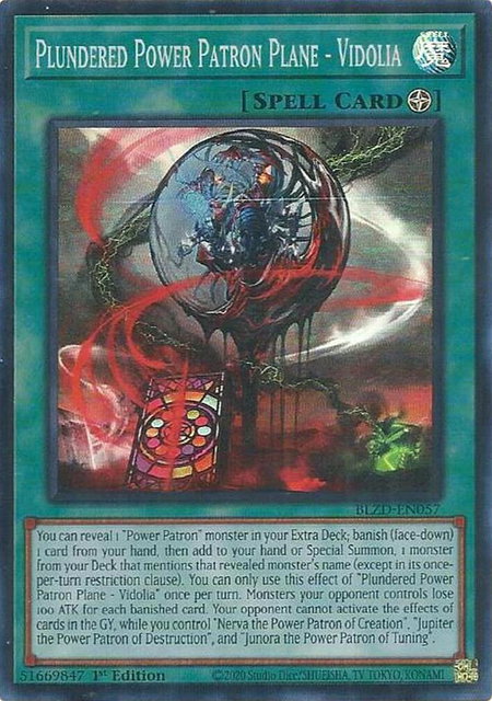 Plundered Power Patron Plane - Vidolia trading card from Blazing Dominion Plundered Power Patron Plane - Vidolia - Blazing Dominion YuGiOh trading card