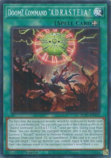 DoomZ Command "A.D.R.A.S.T.E.I.A." - Blazing Dominion YuGiOh trading card