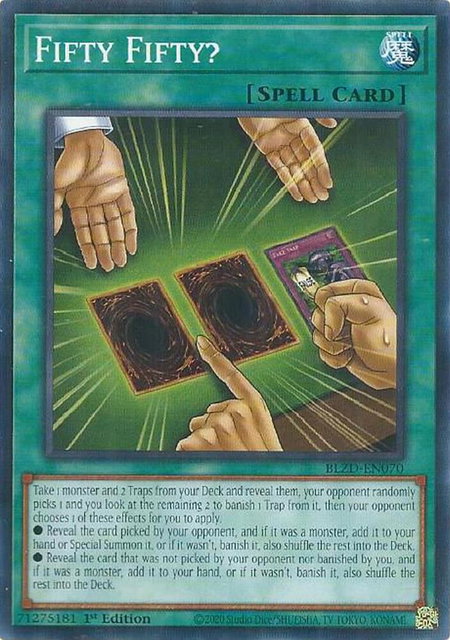 Fifty Fifty? trading card from Blazing Dominion Fifty Fifty? - Blazing Dominion YuGiOh trading card