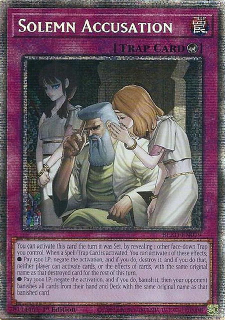 Solemn Accusation (Starlight Rare) trading card from Blazing Dominion Solemn Accusation (Starlight Rare) - Blazing Dominion YuGiOh trading card