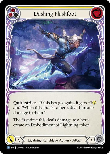 Dashing Flashfoot trading card from Omens of the Third Age Dashing Flashfoot - Omens of the Third Age Flesh and Blood trading card