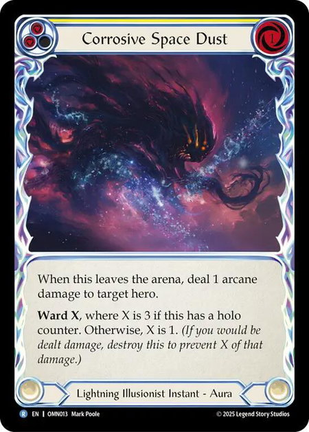 Corrosive Space Dust (Yellow) trading card from Omens of the Third Age Corrosive Space Dust (Yellow) - Omens of the Third Age Flesh and Blood trading card