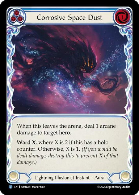 Corrosive Space Dust (Blue) trading card from Omens of the Third Age Corrosive Space Dust (Blue) - Omens of the Third Age Flesh and Blood trading card