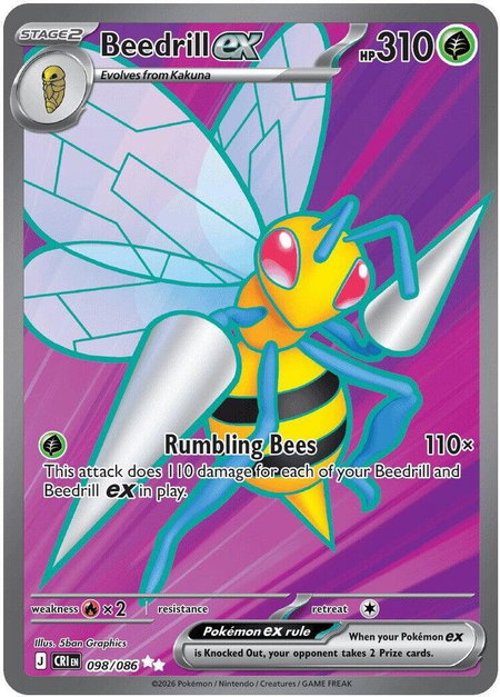 Beedrill ex - 098/086 - ME04: Chaos Rising Pokémon trading card
