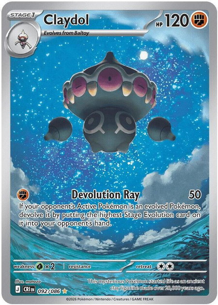 Claydol - 092/086 trading card from ME04: Chaos Rising Claydol - 092/086 - ME04: Chaos Rising Pokémon trading card