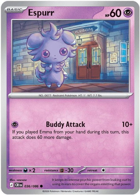 Espurr trading card from ME04: Chaos Rising Espurr - ME04: Chaos Rising Pokémon trading card