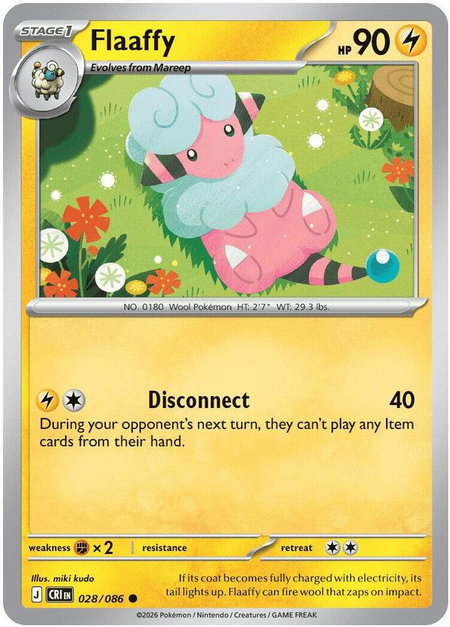 Flaaffy trading card from ME04: Chaos Rising Flaaffy - ME04: Chaos Rising Pokémon trading card