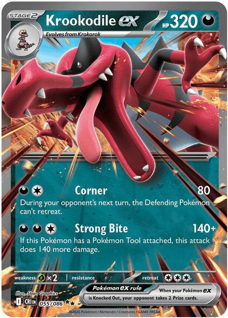 Krookodile ex trading card from ME04: Chaos Rising Krookodile ex - ME04: Chaos Rising Pokémon trading card