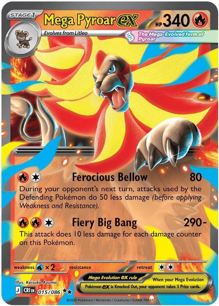 Mega Pyroar ex - 015/086 - ME04: Chaos Rising Pokémon trading card