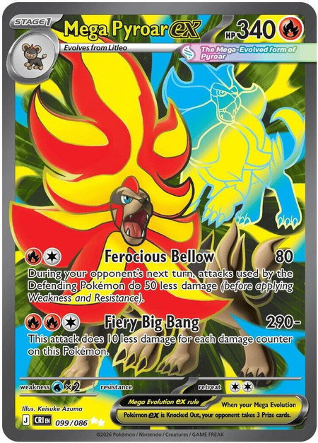 Mega Pyroar ex - 099/086 - ME04: Chaos Rising Pokémon trading card