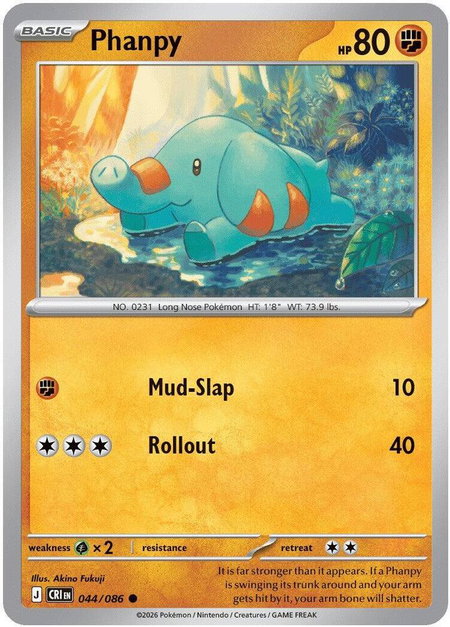 Phanpy trading card from ME04: Chaos Rising Phanpy - ME04: Chaos Rising Pokémon trading card