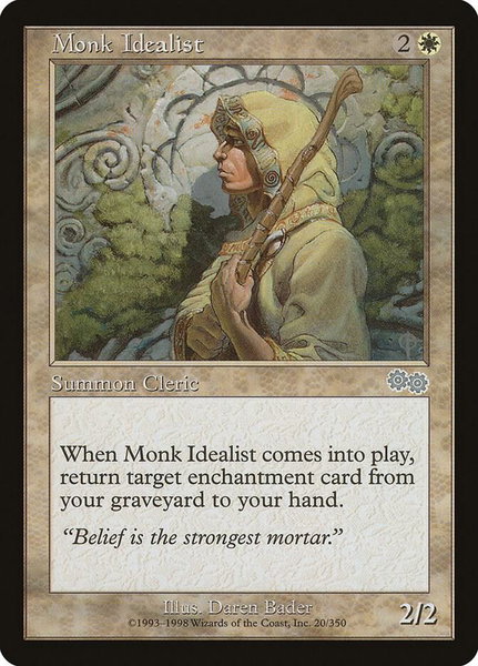 Monk Idealist trading card from Urza's Saga Monk Idealist - Urza's Saga Magic: The Gathering trading card