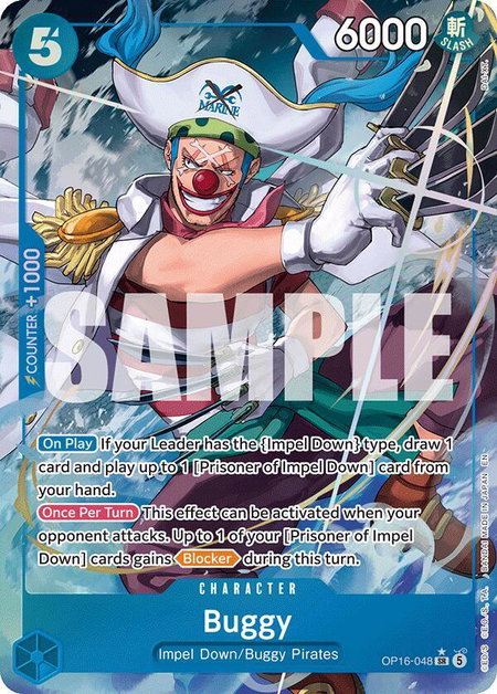 Buggy (048) (Alternate Art) trading card from The Time of Battle Buggy (048) (Alternate Art) - The Time of Battle One Piece trading card