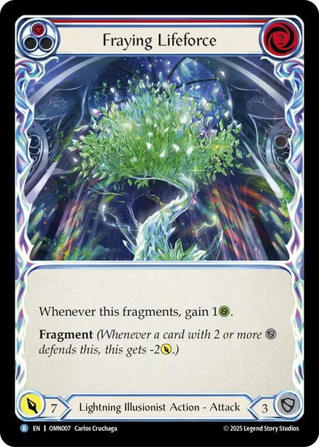 Fraying Lifeforce trading card from Omens of the Third Age Fraying Lifeforce - Omens of the Third Age Flesh and Blood trading card