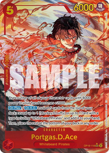 Portgas.D.Ace (118) (Alternate Art) trading card from The Time of Battle Portgas.D.Ace (118) (Alternate Art) - The Time of Battle One Piece trading card
