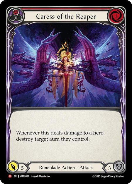 Caress of the Reaper trading card from Omens of the Third Age Caress of the Reaper - Omens of the Third Age Flesh and Blood trading card