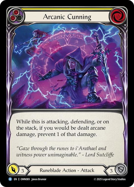 Arcanic Cunning (Yellow) trading card from Omens of the Third Age Arcanic Cunning (Yellow) - Omens of the Third Age Flesh and Blood trading card