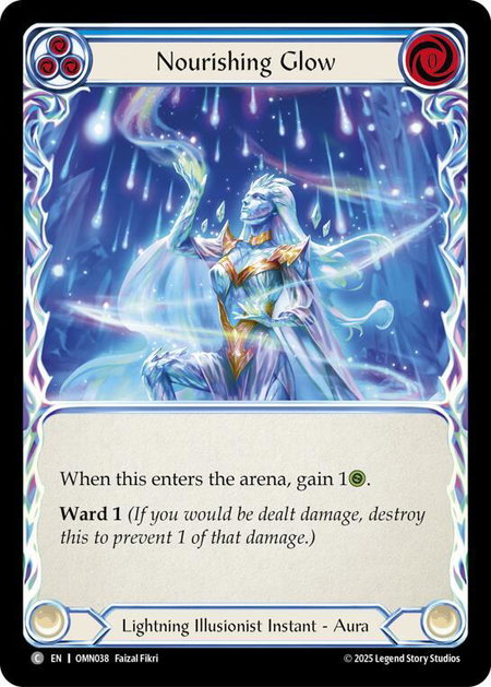 Nourishing Glow (Blue) trading card from Omens of the Third Age Nourishing Glow (Blue) - Omens of the Third Age Flesh and Blood trading card