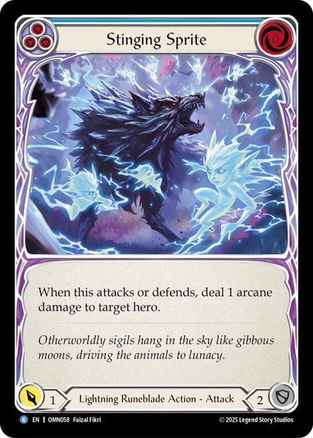 Stinging Sprite (Blue) trading card from Omens of the Third Age Stinging Sprite (Blue) - Omens of the Third Age Flesh and Blood trading card