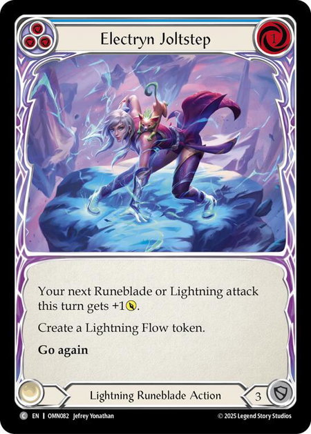 Electryn Joltstep (Blue) trading card from Omens of the Third Age Electryn Joltstep (Blue) - Omens of the Third Age Flesh and Blood trading card
