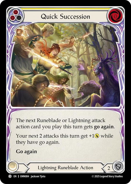 Quick Succession (Yellow) trading card from Omens of the Third Age Quick Succession (Yellow) - Omens of the Third Age Flesh and Blood trading card