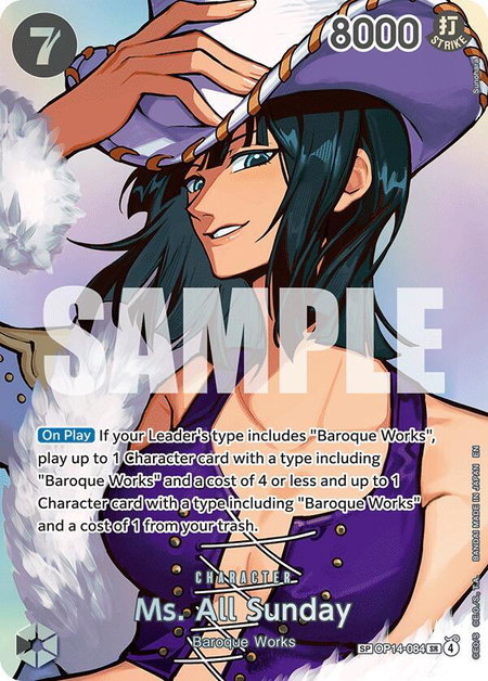 Ms. All Sunday (SP) trading card from The Time of Battle Ms. All Sunday (SP) - The Time of Battle One Piece trading card