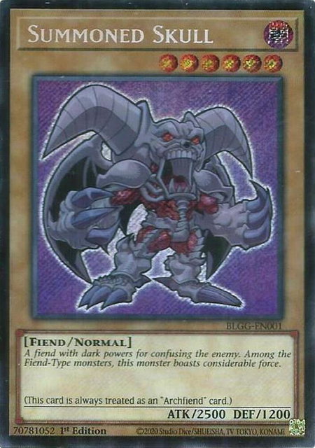 Summoned Skull trading card from Battles of Legend: Glorious Gallery Summoned Skull - Battles of Legend: Glorious Gallery YuGiOh trading card