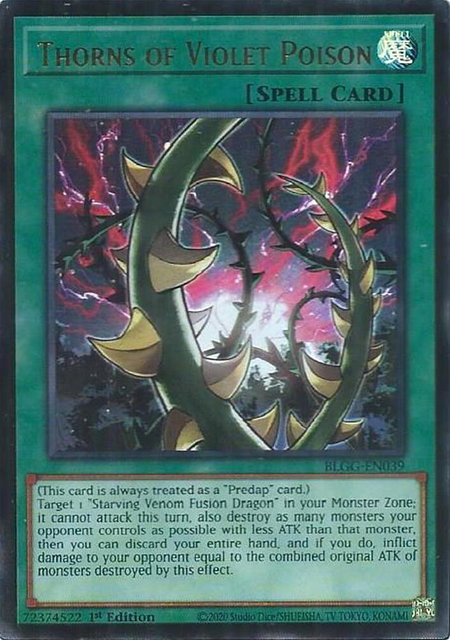 Thorns of Violet Poison trading card from Battles of Legend: Glorious Gallery Thorns of Violet Poison - Battles of Legend: Glorious Gallery YuGiOh trading card