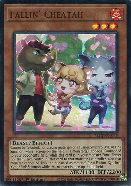 Fallin' Cheatah trading card from Battles of Legend: Glorious Gallery Fallin' Cheatah - Battles of Legend: Glorious Gallery YuGiOh trading card