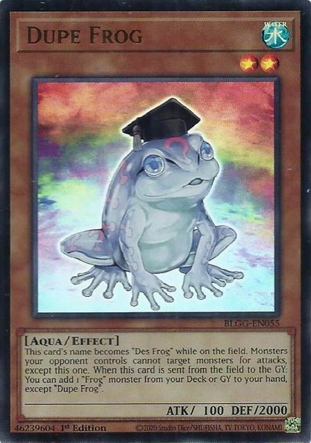 Dupe Frog trading card from Battles of Legend: Glorious Gallery Dupe Frog - Battles of Legend: Glorious Gallery YuGiOh trading card