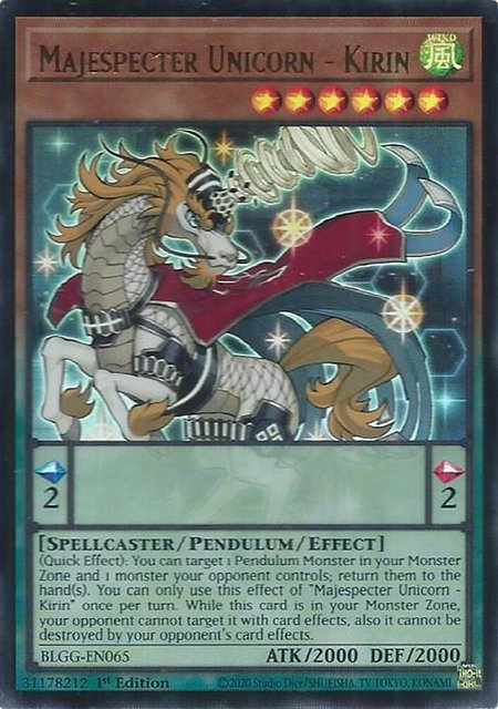 Majespecter Unicorn - Kirin trading card from Battles of Legend: Glorious Gallery Majespecter Unicorn - Kirin - Battles of Legend: Glorious Gallery YuGiOh trading card