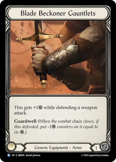 Blade Beckoner Gauntlets trading card from Silver Age Chapter 3 Blade Beckoner Gauntlets - Silver Age Chapter 3 Flesh and Blood trading card