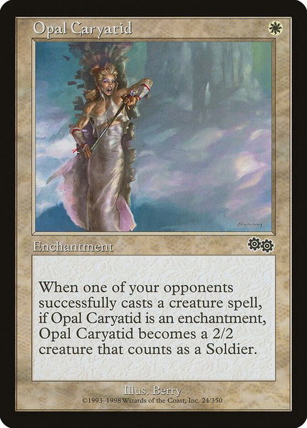Opal Caryatid trading card from Urza's Saga Opal Caryatid - Urza's Saga Magic: The Gathering trading card