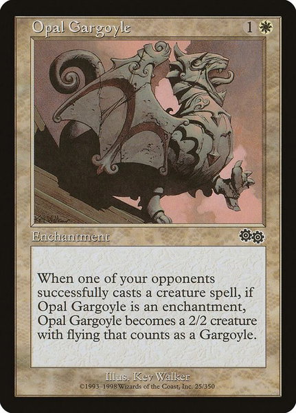 Opal Gargoyle trading card from Urza's Saga Opal Gargoyle - Urza's Saga Magic: The Gathering trading card