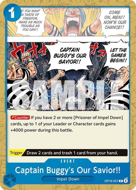 Captain Buggy's Our Savior!! trading card from The Time of Battle Captain Buggy's Our Savior!! - The Time of Battle One Piece trading card