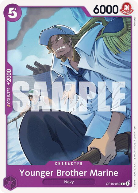 Younger Brother Marine trading card from The Time of Battle Younger Brother Marine - The Time of Battle One Piece trading card
