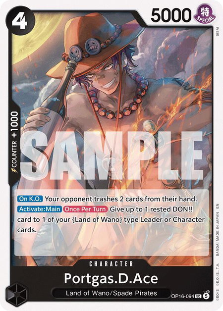 Portgas.D.Ace (094) trading card from The Time of Battle Portgas.D.Ace (094) - The Time of Battle One Piece trading card