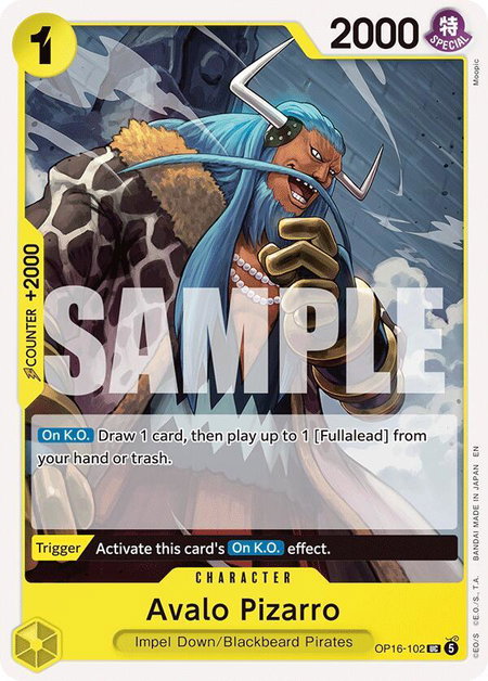 Avalo Pizarro trading card from The Time of Battle Avalo Pizarro - The Time of Battle One Piece trading card