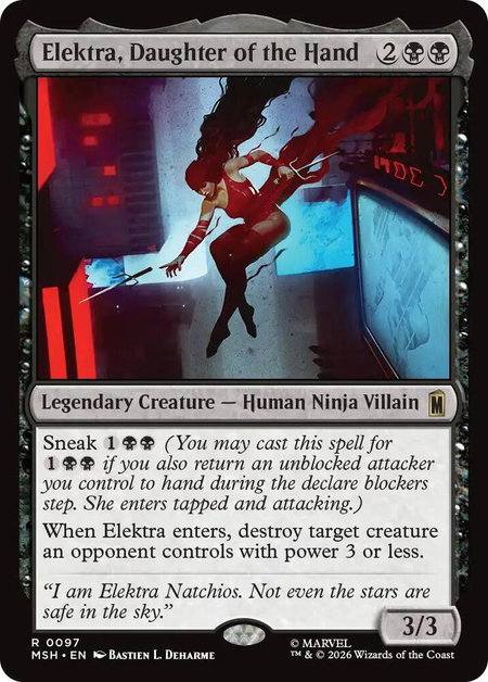 Elektra, Daughter of the Hand - Marvel Super Heroes Magic: The Gathering trading card
