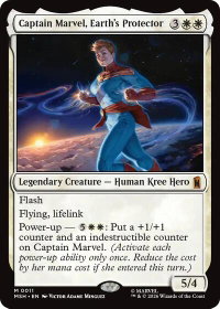 Captain Marvel, Earth's Protector - Marvel Super Heroes (MSH) #11 - Mythic Rare Magic: The Gathering Trading Card