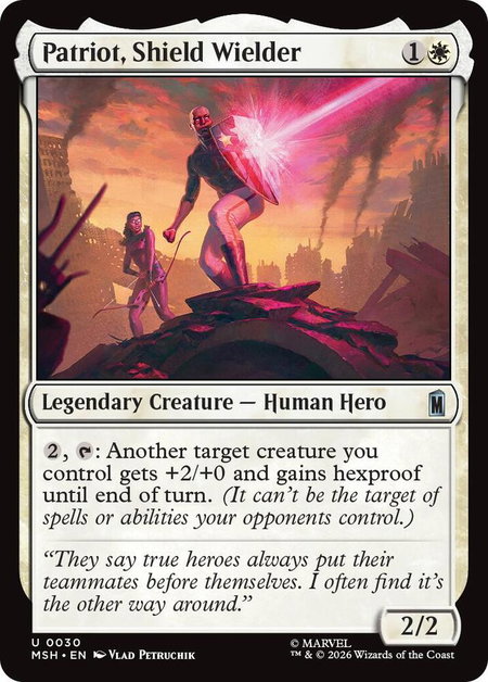 Patriot, Shield Wielder - Marvel Super Heroes Magic: The Gathering trading card