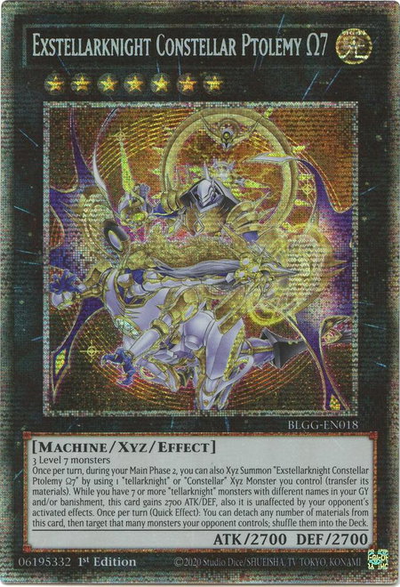Exstellarknight Constellar Ptolemy Omega 7 (Starlight Rare) trading card from Battles of Legend: Glorious Gallery Exstellarknight Constellar Ptolemy Omega 7 (Starlight Rare) - Battles of Legend: Glorious Gallery YuGiOh trading card
